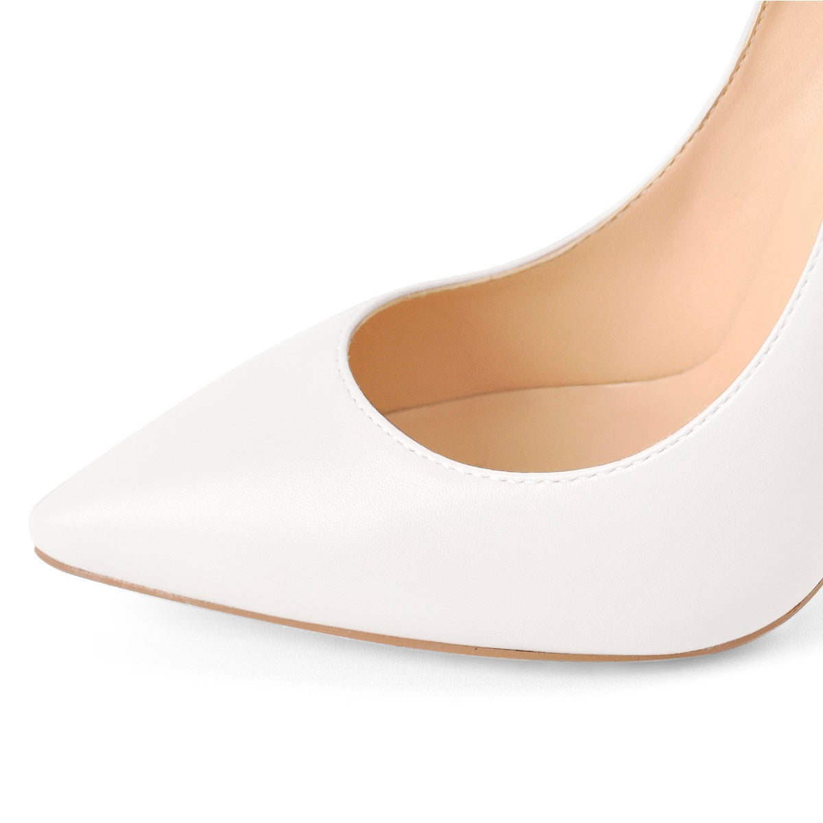 Matte White Pointed Toe Stiletto Pumps - Onlymaker Special Offer