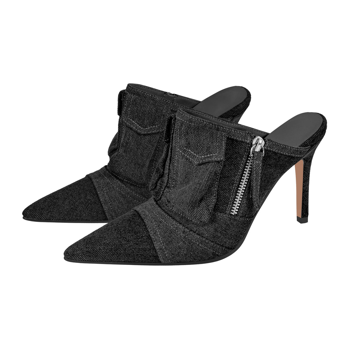 Denim Pointed Toe Stiletto Mules Pumps - Onlymaker Recommended