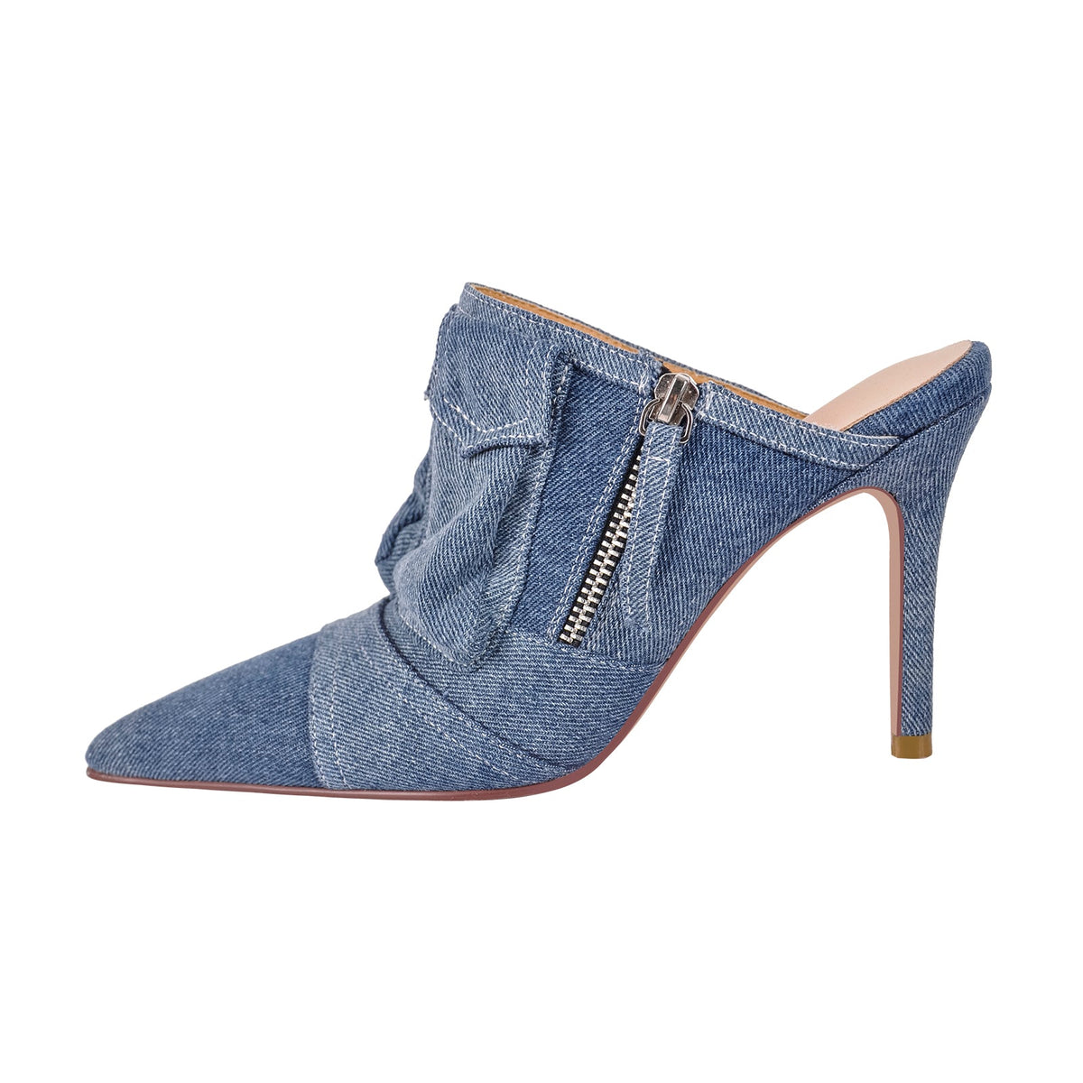Denim Pointed Toe Stiletto Mules Pumps - Onlymaker Recommended