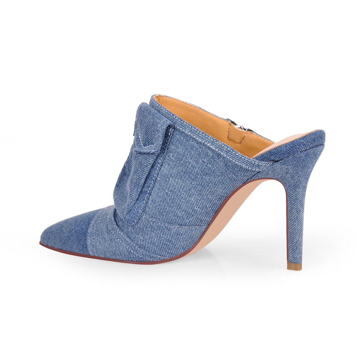 Denim Pointed Toe Stiletto Mules Pumps - Onlymaker Recommended