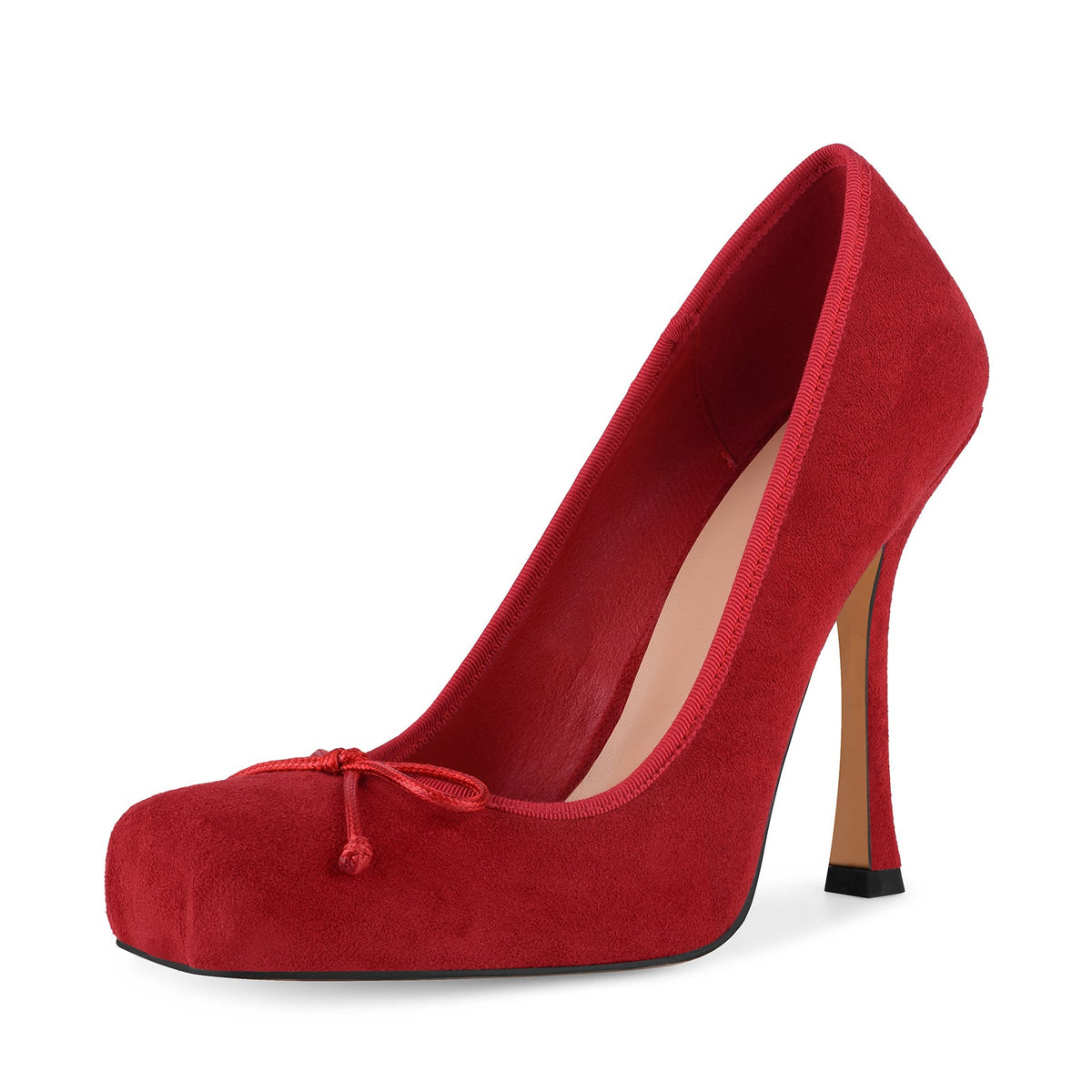 Suede Square Toe Bow Ballet Pumps - Onlymaker Essential