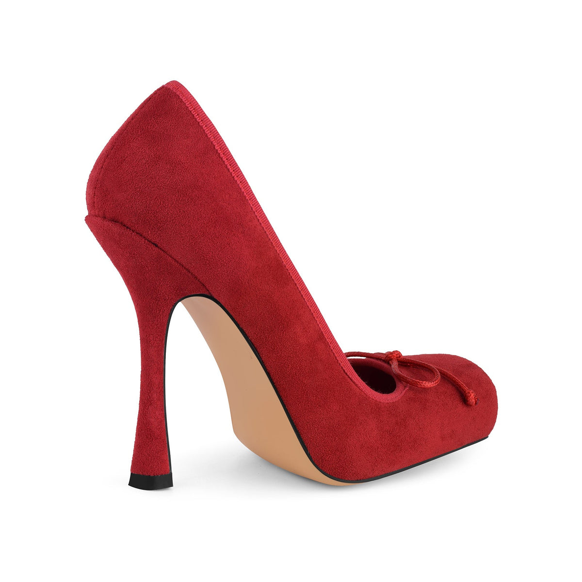 Suede Square Toe Bow Ballet Pumps - Onlymaker Essential