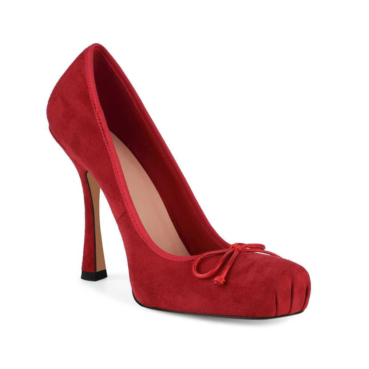Suede Square Toe Bow Ballet Pumps - Onlymaker Essential
