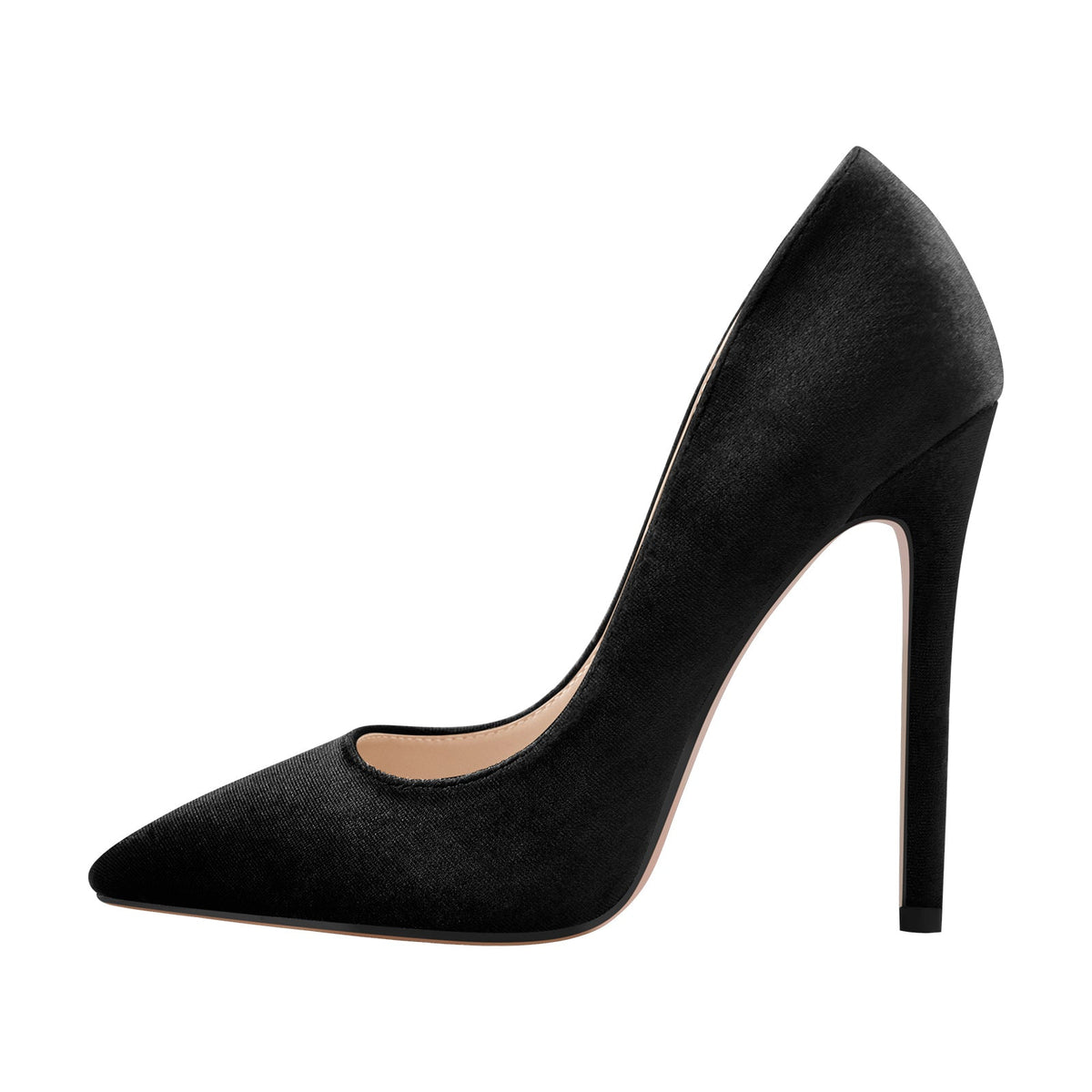Pointed Toe Stiletto Slip-On Black Velvet Pumps - Onlymaker Premium