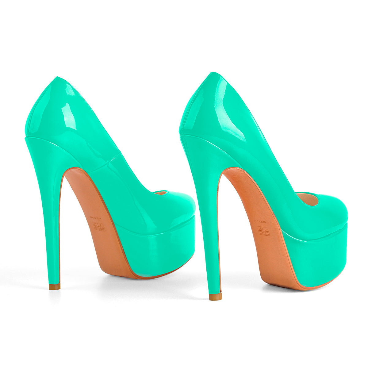 Patent Leather Rounde Toe Platform Green Stiletto High Heels Pumps - Onlymaker Customer Favorite