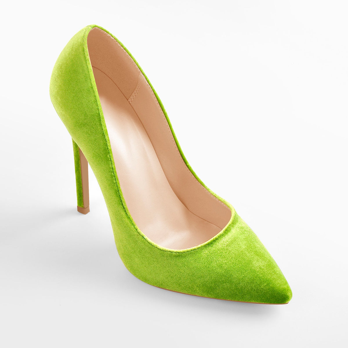 Pointed Toe Stiletto Slip-On Green Velvet Pumps - Onlymaker Top Pick