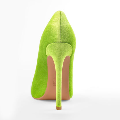Pointed Toe Stiletto Slip-On Green Velvet Pumps - Onlymaker Top Pick