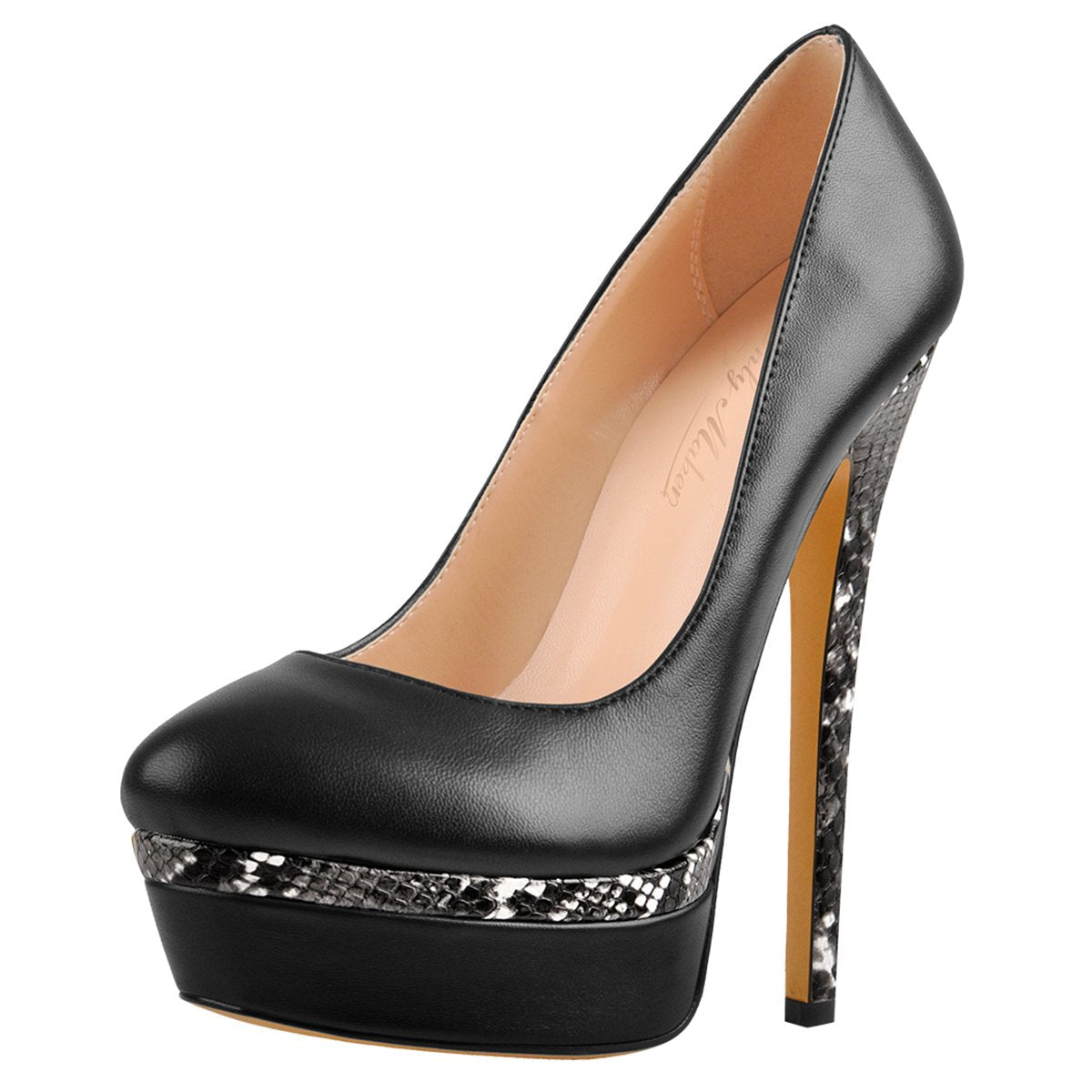 Snake Pattern Double Platform Stiletto Pumps - Onlymaker Smart Buy