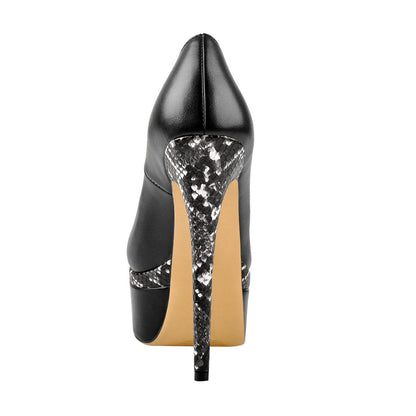 Snake Pattern Double Platform Stiletto Pumps - Onlymaker Smart Buy