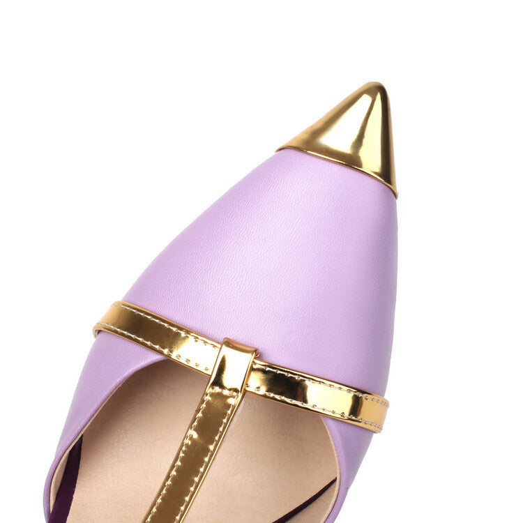 Pointed Toe Bow Ankle T-Strap High Heels - Onlymaker Sale