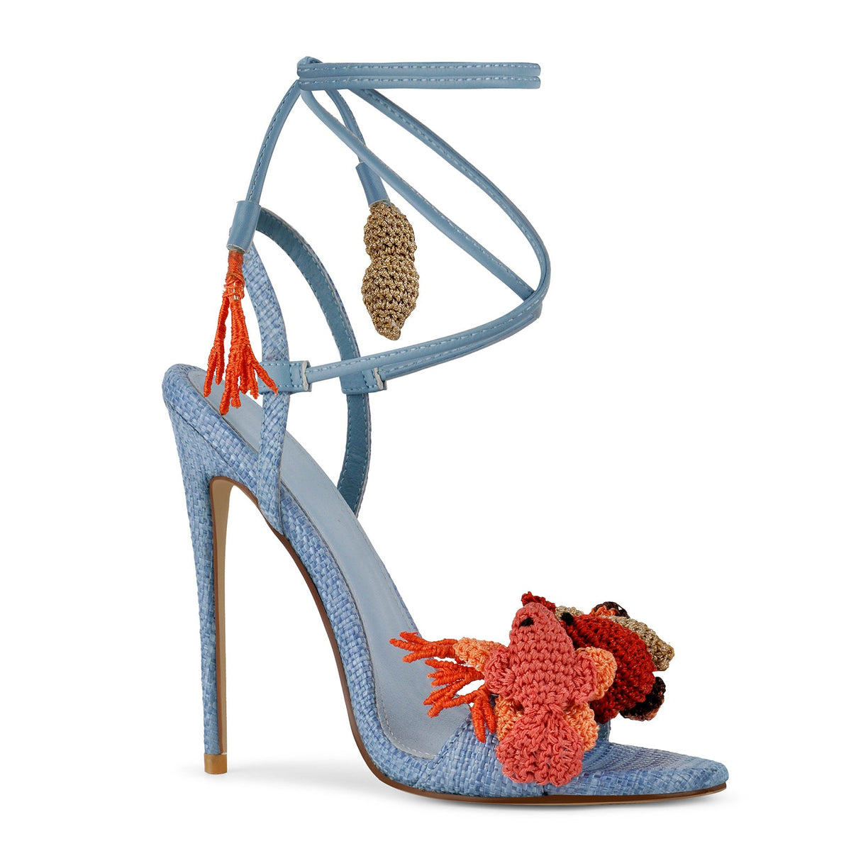 Round Toe Woven Embellished Ankle Strap Sandals - Onlymaker Special Offer