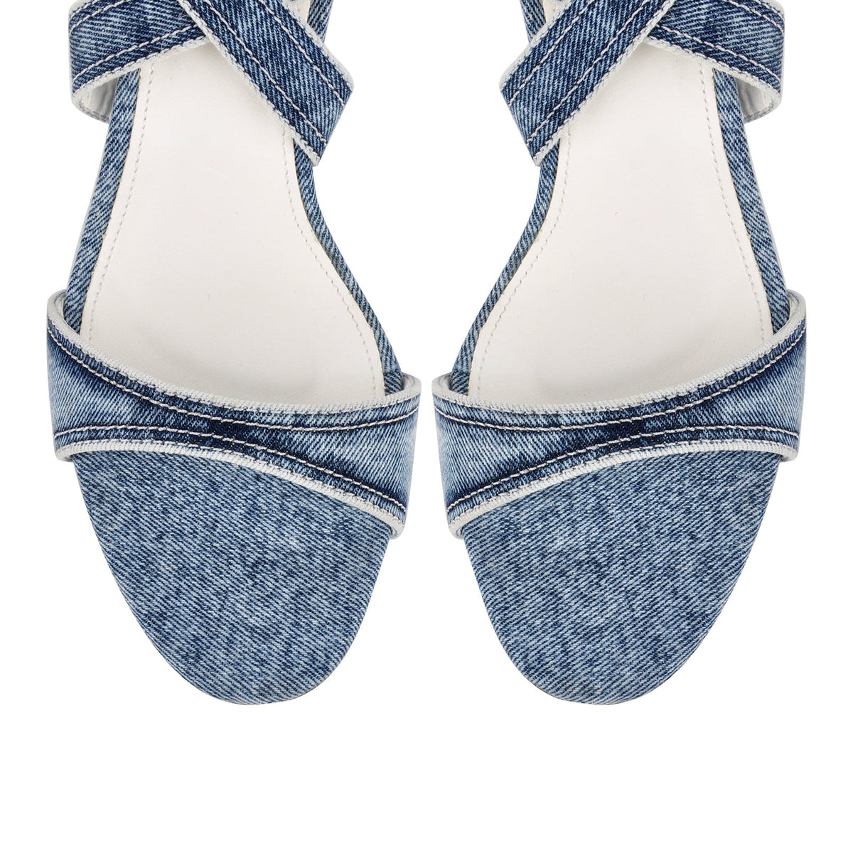 Round Toe Denim Cross Ankle Strap Sandals - Onlymaker Best Seller