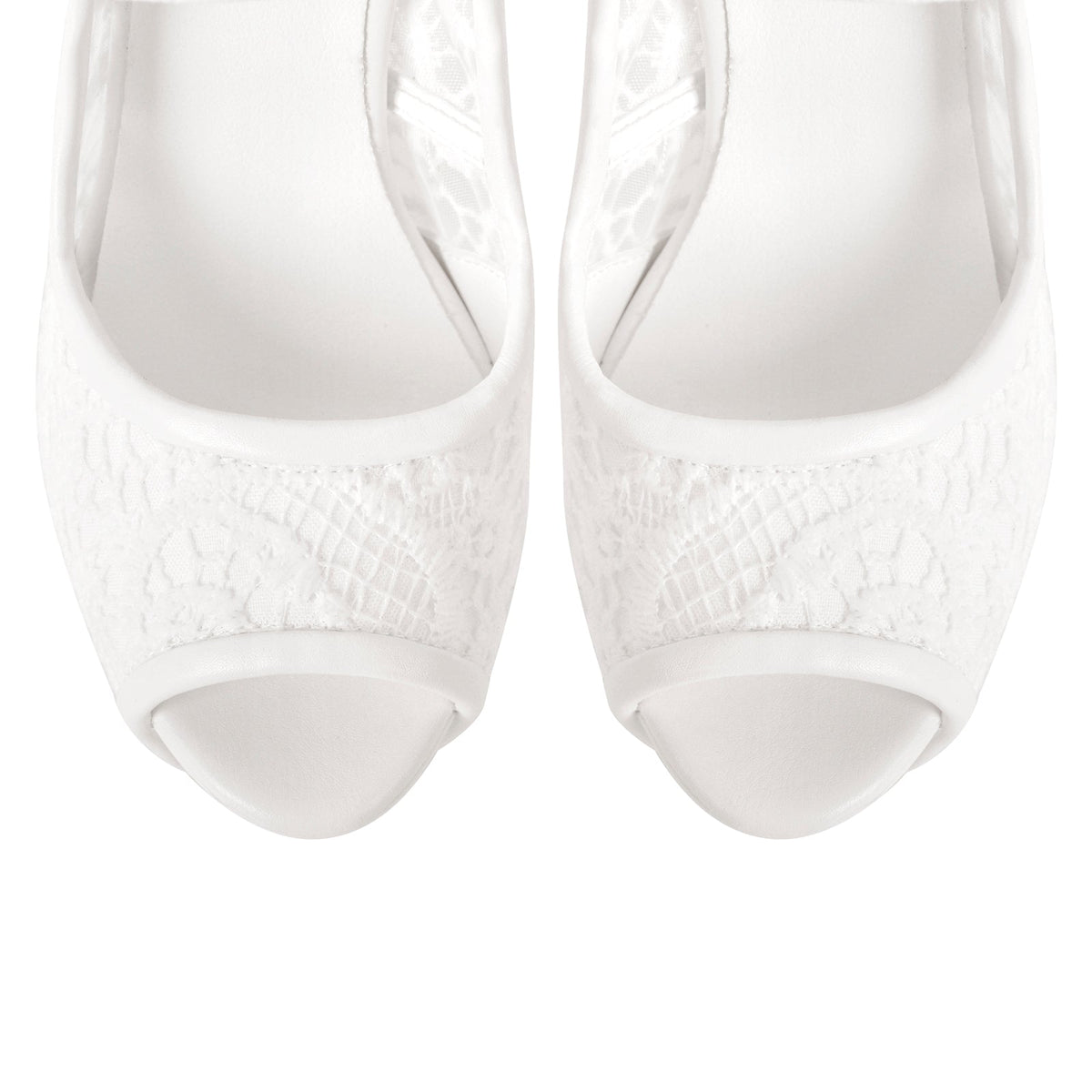 Peep Toe Platform Criss Cross Strap Mesh High Heels - Onlymaker Exclusive