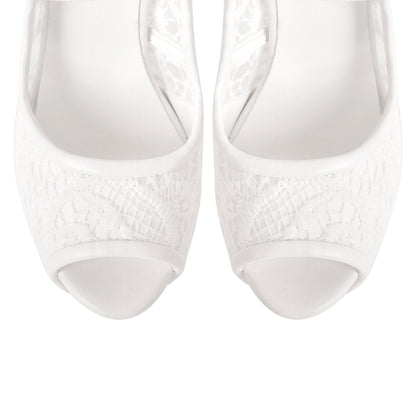 Peep Toe Platform Criss Cross Strap Mesh High Heels - Onlymaker Exclusive