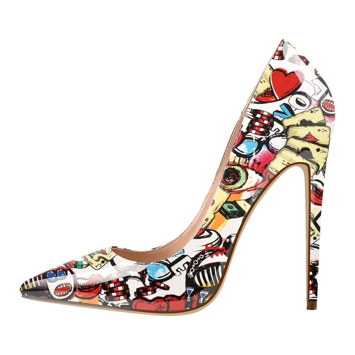 Pointed Toe Slip On Printed High Heels - Onlymaker Trending