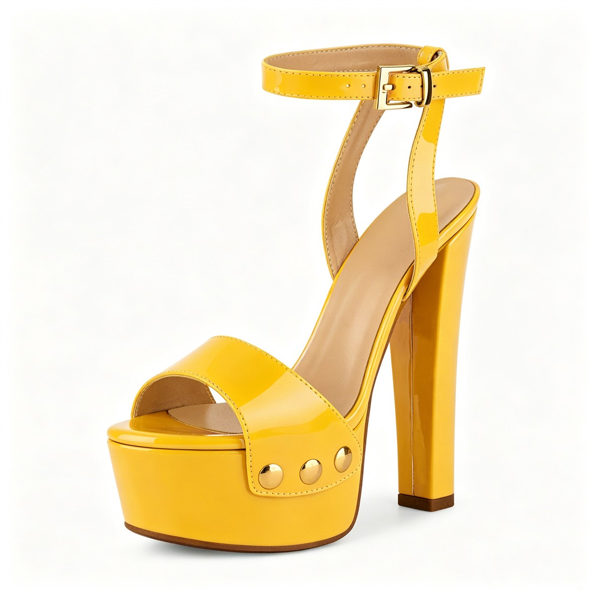 Platform Patent Leather Ankle Strap Sandals - Onlymaker Premium