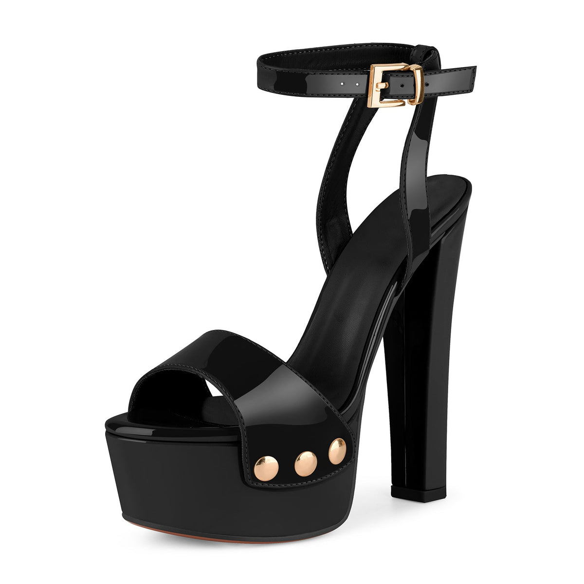 Platform Patent Leather Ankle Strap Sandals - Onlymaker Premium