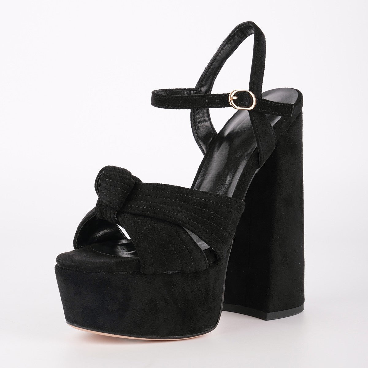 Suede Platform Buckle Strap Chunky Sandals - Onlymaker Trending