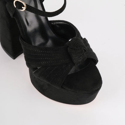Suede Platform Buckle Strap Chunky Sandals - Onlymaker Trending