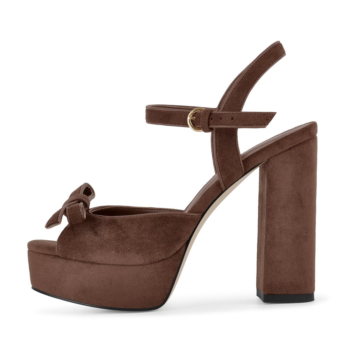 Suede Platform Bow Buckle Strap Sandals - Onlymaker Value
