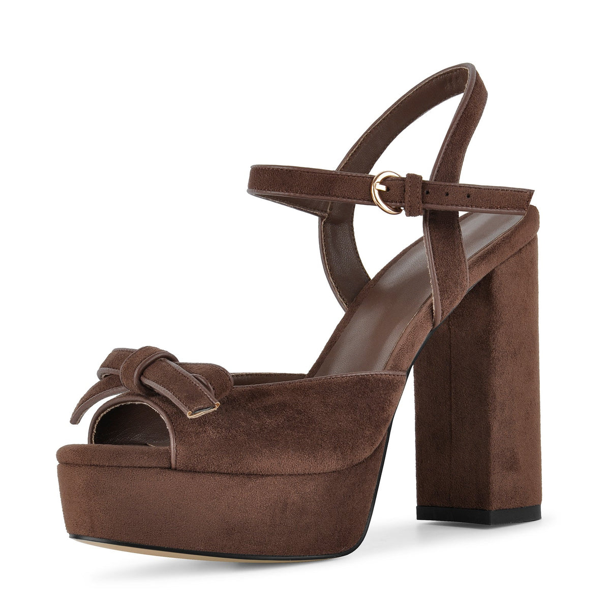 Suede Platform Bow Buckle Strap Sandals - Onlymaker Value