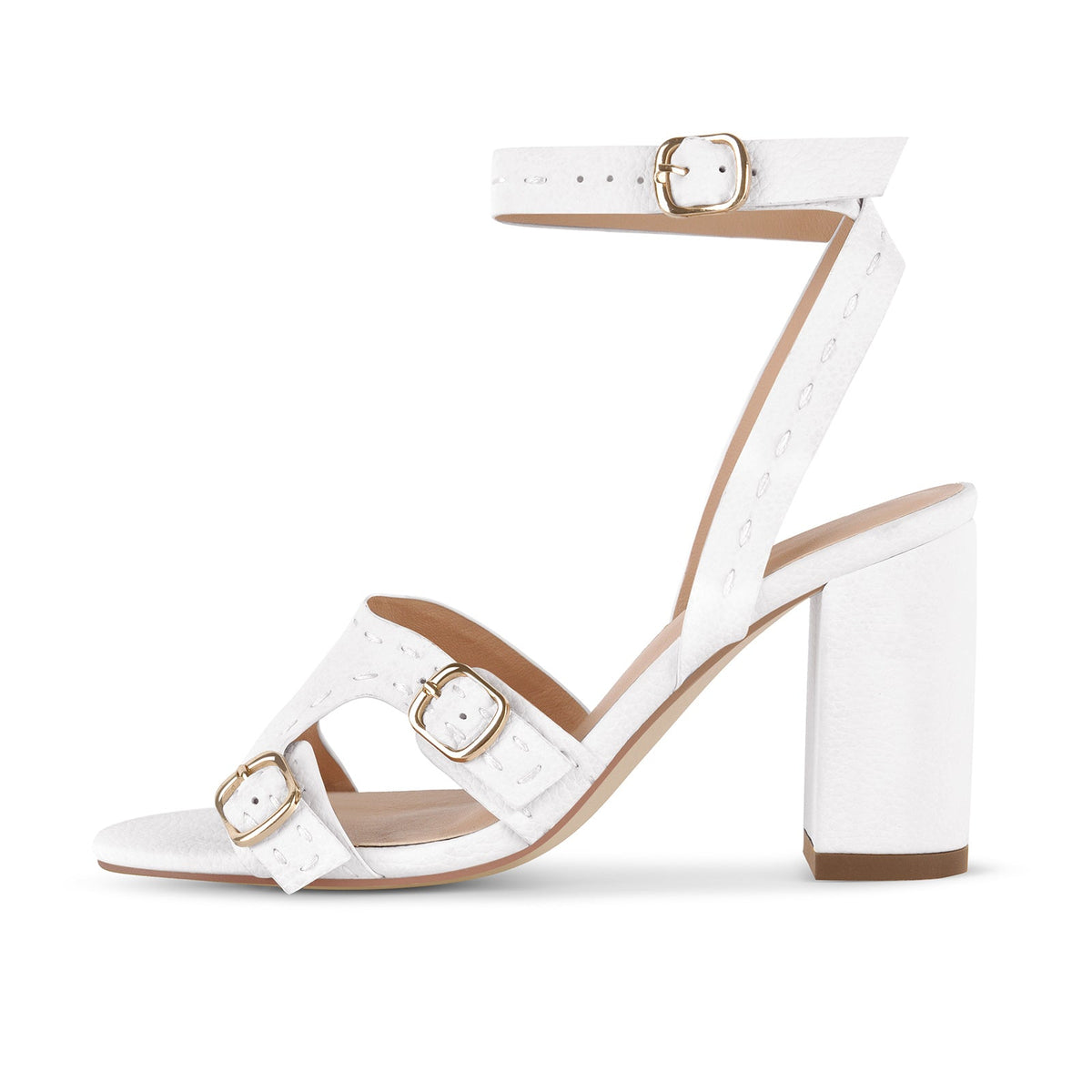 Round Toe Buckle Ankle Strap Chunky Sandals - Onlymaker Trusted