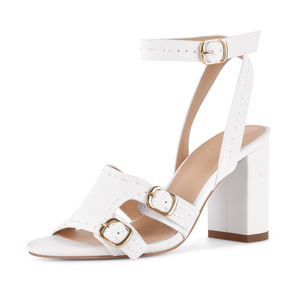 Round Toe Buckle Ankle Strap Chunky Sandals - Onlymaker Trusted