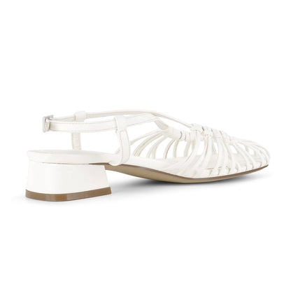 Square Toe Woven Cage Slingback Low Heel Sandals - Onlymaker Quality