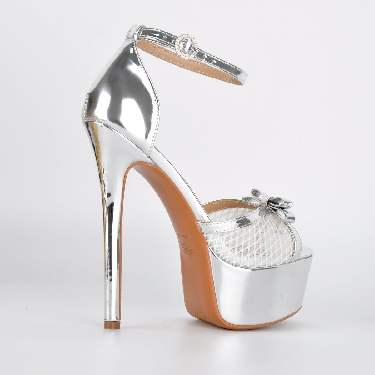 Mesh Platform Bow Ankle Strap Sandals - Onlymaker Exclusive