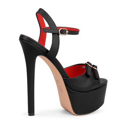 Platform Buckle Strap Stiletto Sandals - Onlymaker New