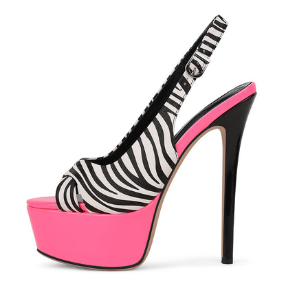 Peep Toe Platform Slingback Stiletto Sandals - Onlymaker Premium
