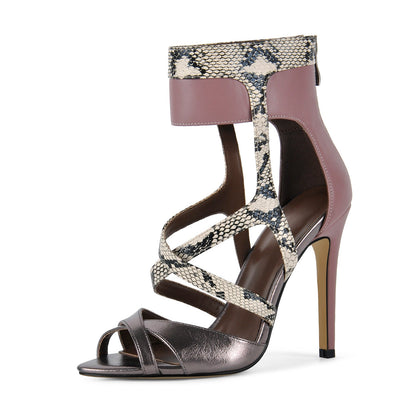 Snake Cutout Ankle Wrap Back Zipper Sandals - Onlymaker Latest