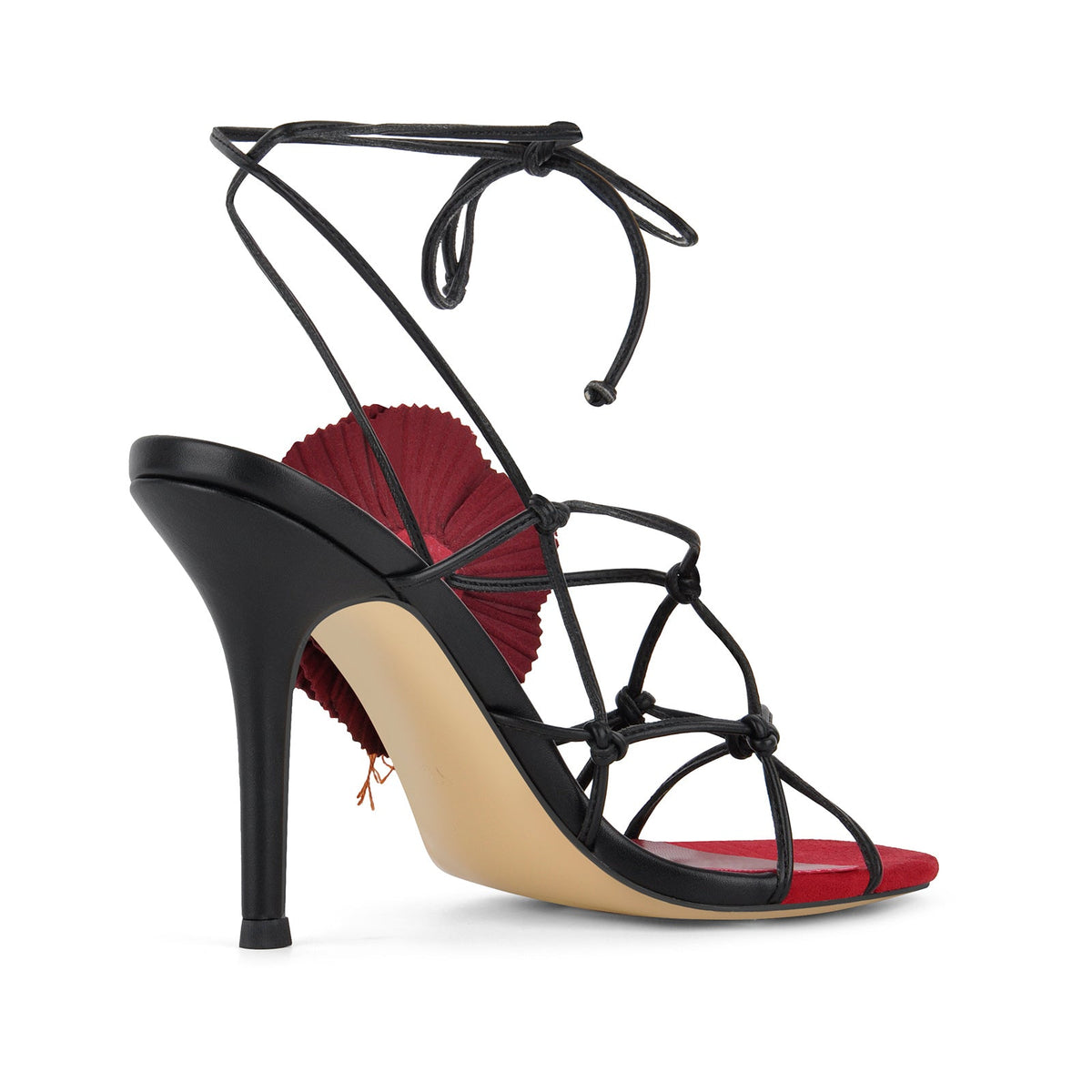 Red Flower Applique Ankle Strap Sandals - Onlymaker Special Offer