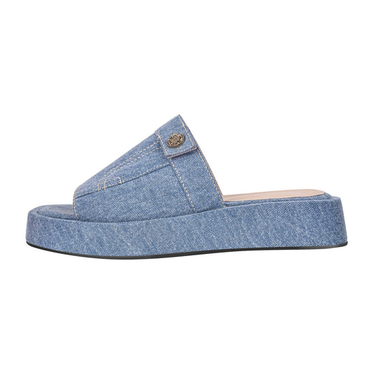 Denim Platform Square Toe Flats Slippers - Onlymaker Best Seller