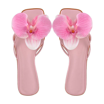 Flower Square Toe Sandals Flats - Onlymaker Premium