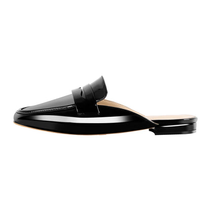 Black Square Toe Mules Flats - Onlymaker Essential
