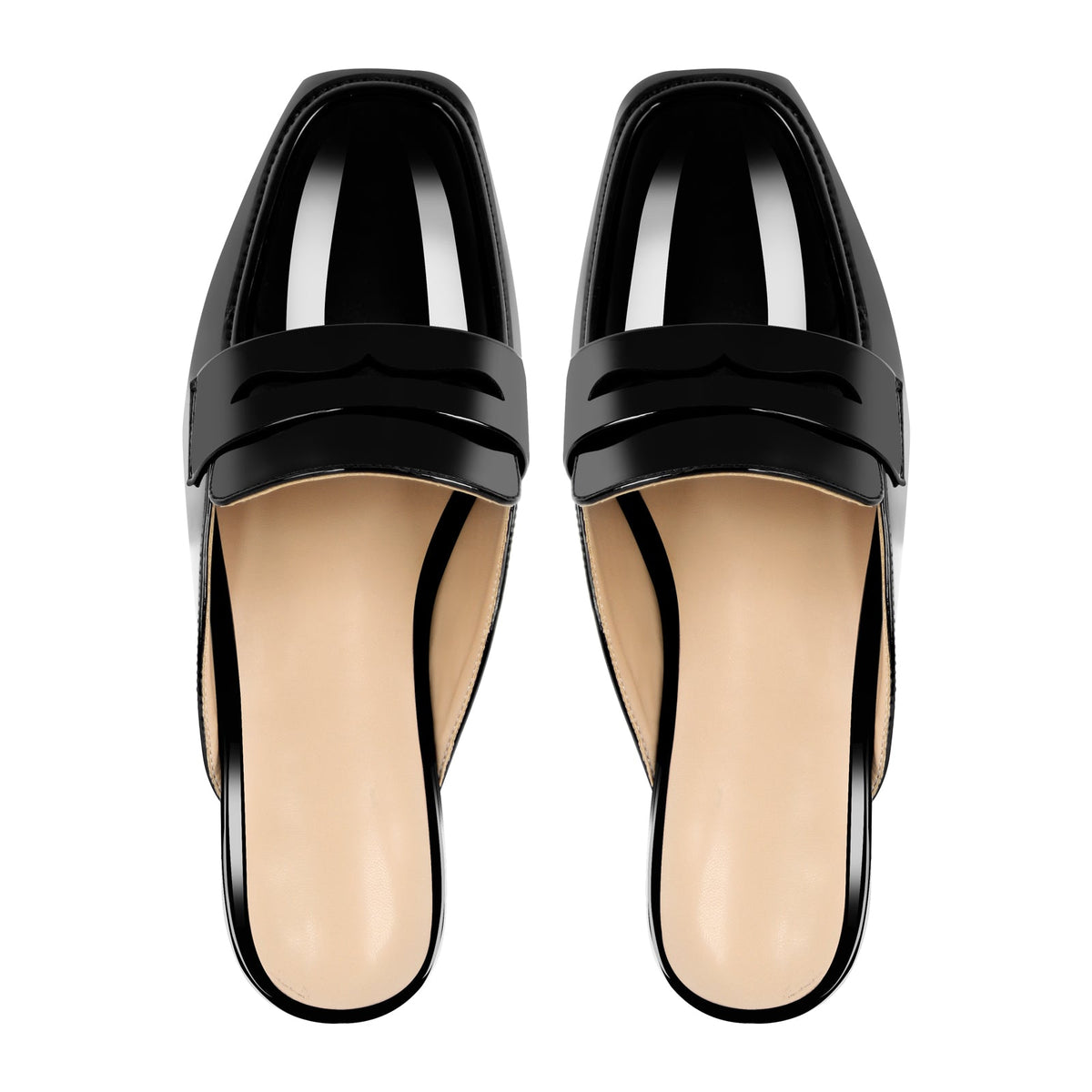 Black Square Toe Mules Flats - Onlymaker Essential