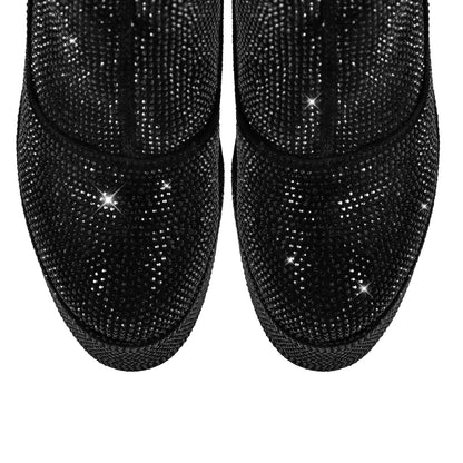 Rhinestone Chunky Heels Platform Over the knee Boots - Onlymaker Hot Sale