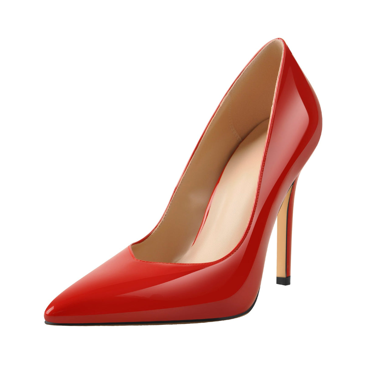 Red Pointed Toe Patent Leather High Heels Stiletto Pumps - Onlymaker New