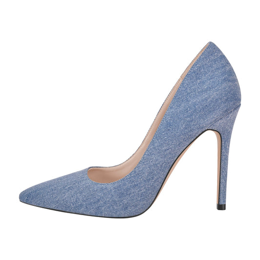 Denim Pointed Toe Stilettos Pumps - Onlymaker Sale