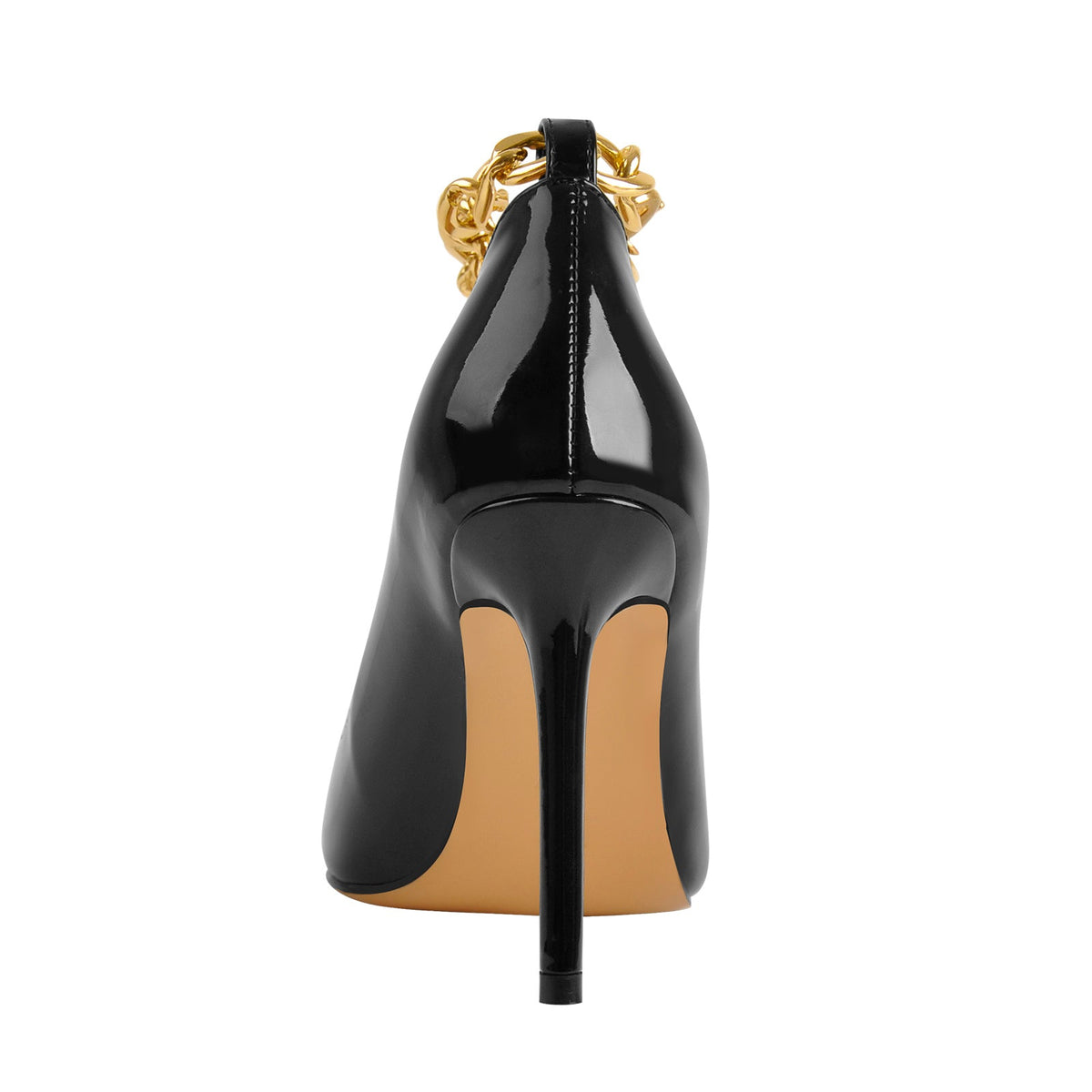 Patent Leather Ankle Chains Pointed Toe Pumps - Onlymaker Exclusive