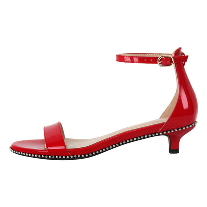 Round Toe Rivet Ankle Strap Sandals - Onlymaker Hot Sale