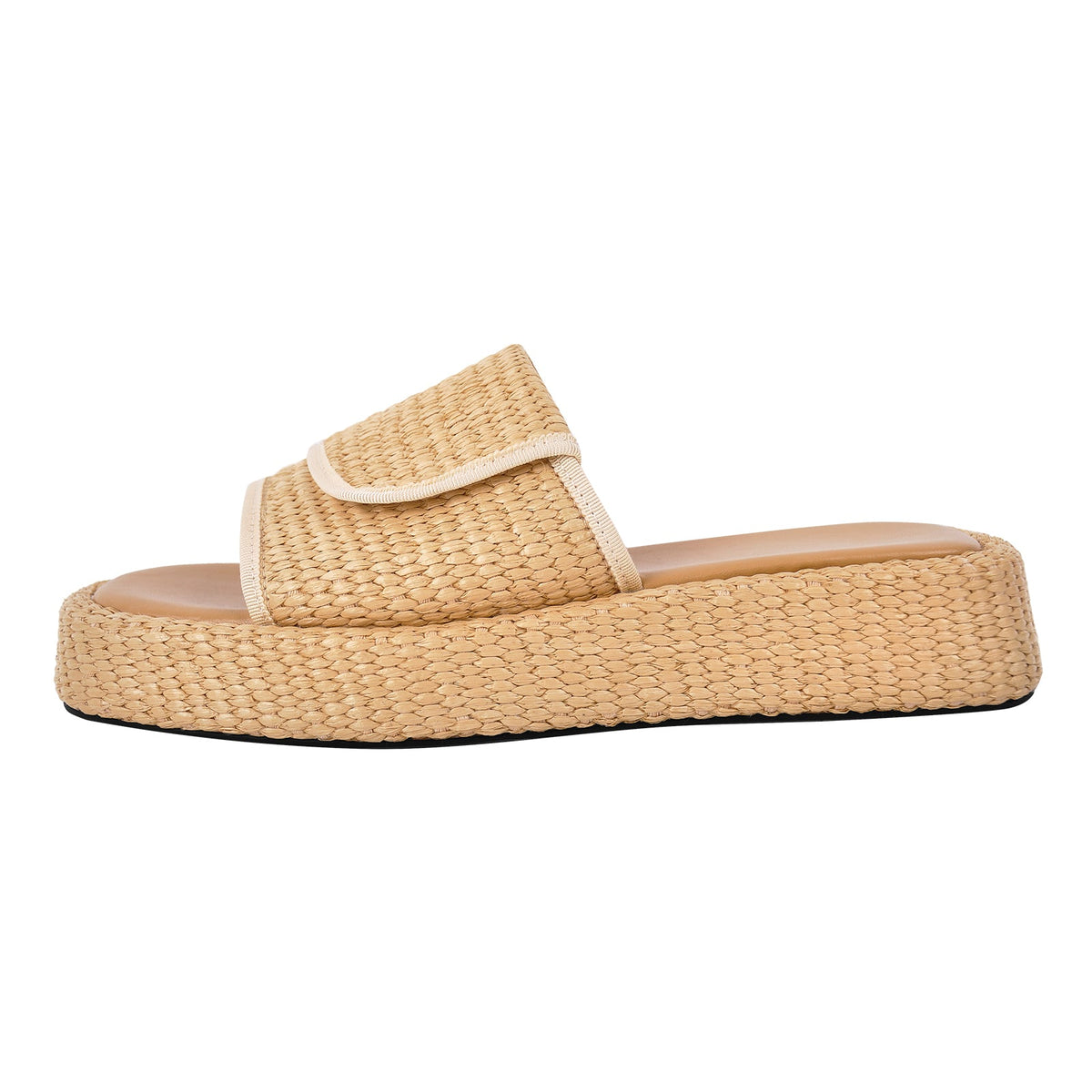 Straw Platform Square Toe Flats Slippers - Onlymaker Discount