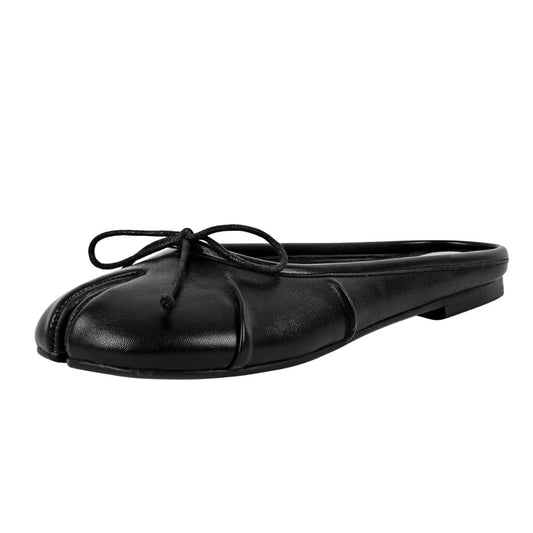 Bow Round Toe Tabi Mule Flats - Onlymaker Smart Buy