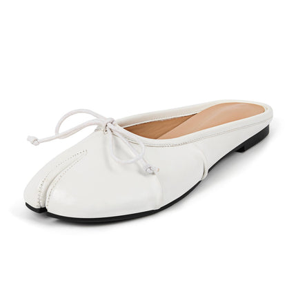 Bow Round Toe Tabi Mule Flats - Onlymaker Smart Buy