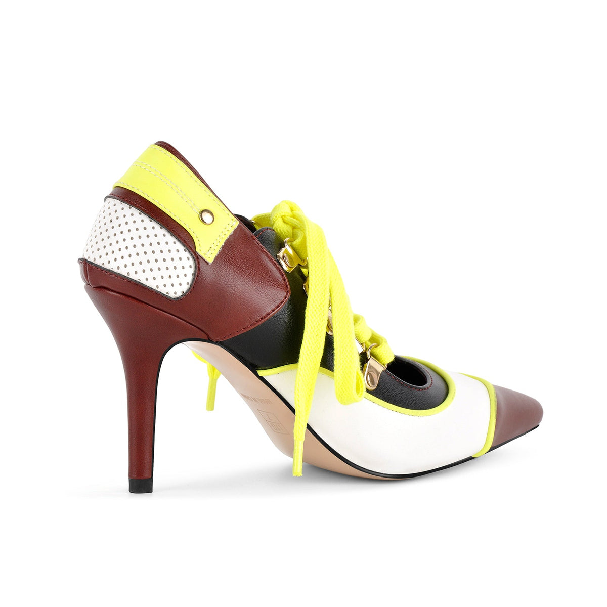 Pointed Toe Lace-up Color Block Stiletto Pumps - Onlymaker Classic
