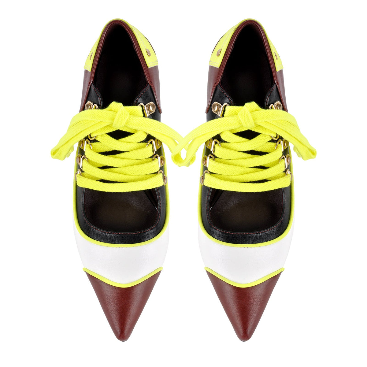 Pointed Toe Lace-up Color Block Stiletto Pumps - Onlymaker Classic