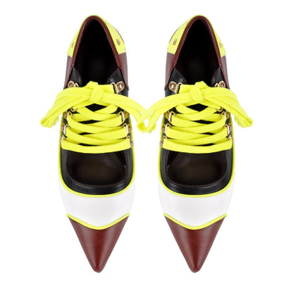 Pointed Toe Lace-up Color Block Stiletto Pumps - Onlymaker Classic
