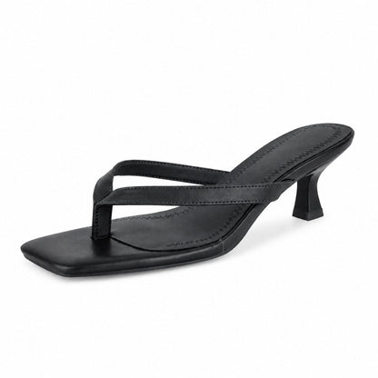 Square Toe Flip-Flop Kitten Heel Sandals - Onlymaker Value