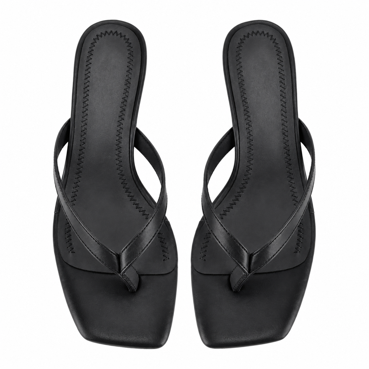 Square Toe Flip-Flop Kitten Heel Sandals - Onlymaker Value